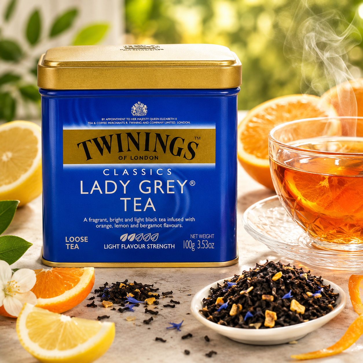 Twinings Lady Grey Loose Black Tea Tin Lemon & Orange Peel Caffeinated 3.53 oz
