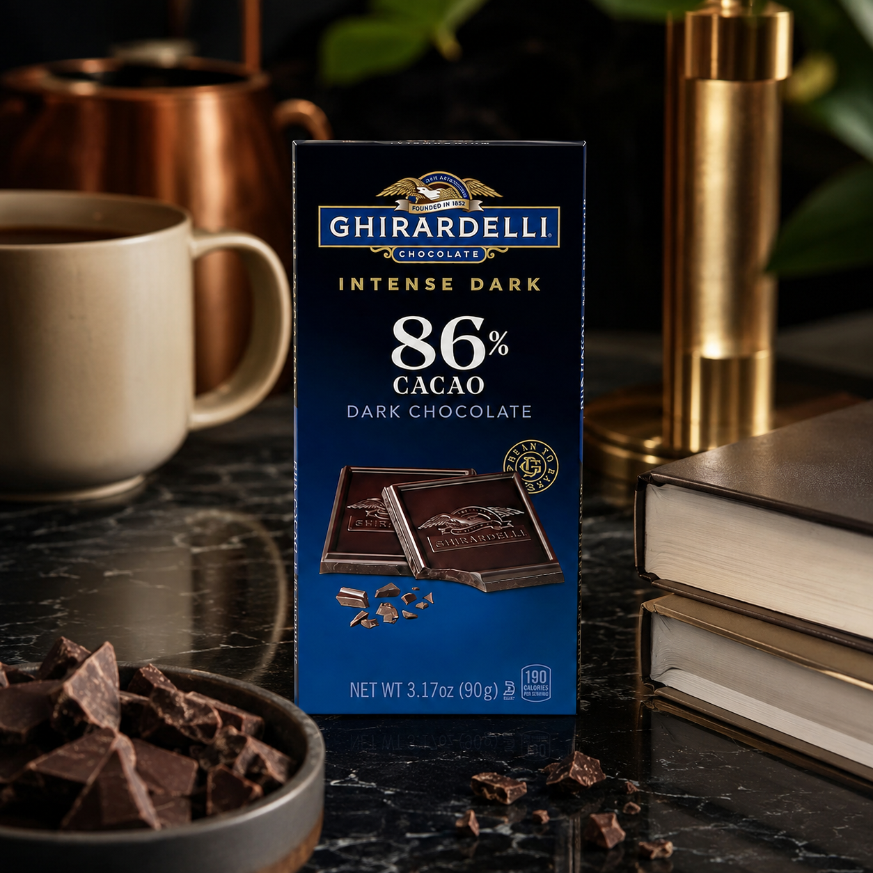 GHIRARDELLI INTENSE DARK Chocolate Bar, 86% Cacao, 3.17 Oz Bar (Pack of 12)