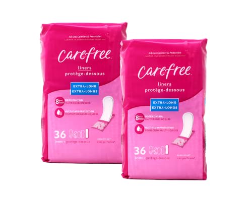 Carefree Body Shape Extra Long Unscented, 36-count (Pack of 2) Carefree