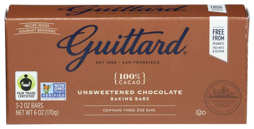 Guittard, Bar Chocolate Baking Unsweetened Gluten Free, 6 oz Guittard