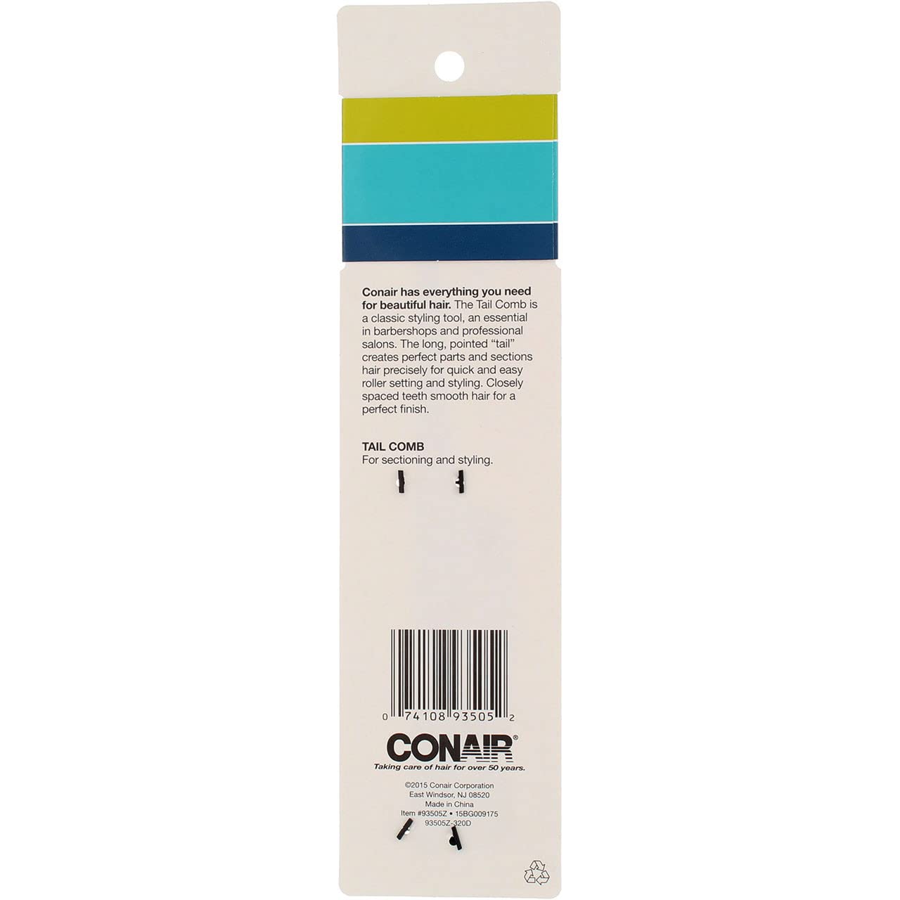 Conair Hard Rubber Tail Comb (Pack of 3)