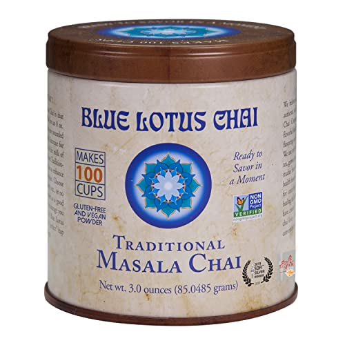 Blue Lotus Chai Traditional Masala Chai Powder, 3 oz, Makes 100 Cups Blue Lotus Chai