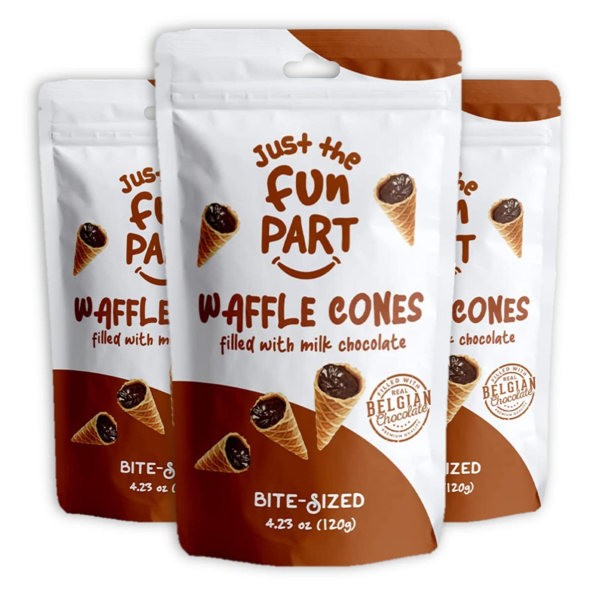 Just The Fun Part Milk Chocolate Mini Waffle Cones, 4.23 oz (Pack of 3) Just The Fun Part