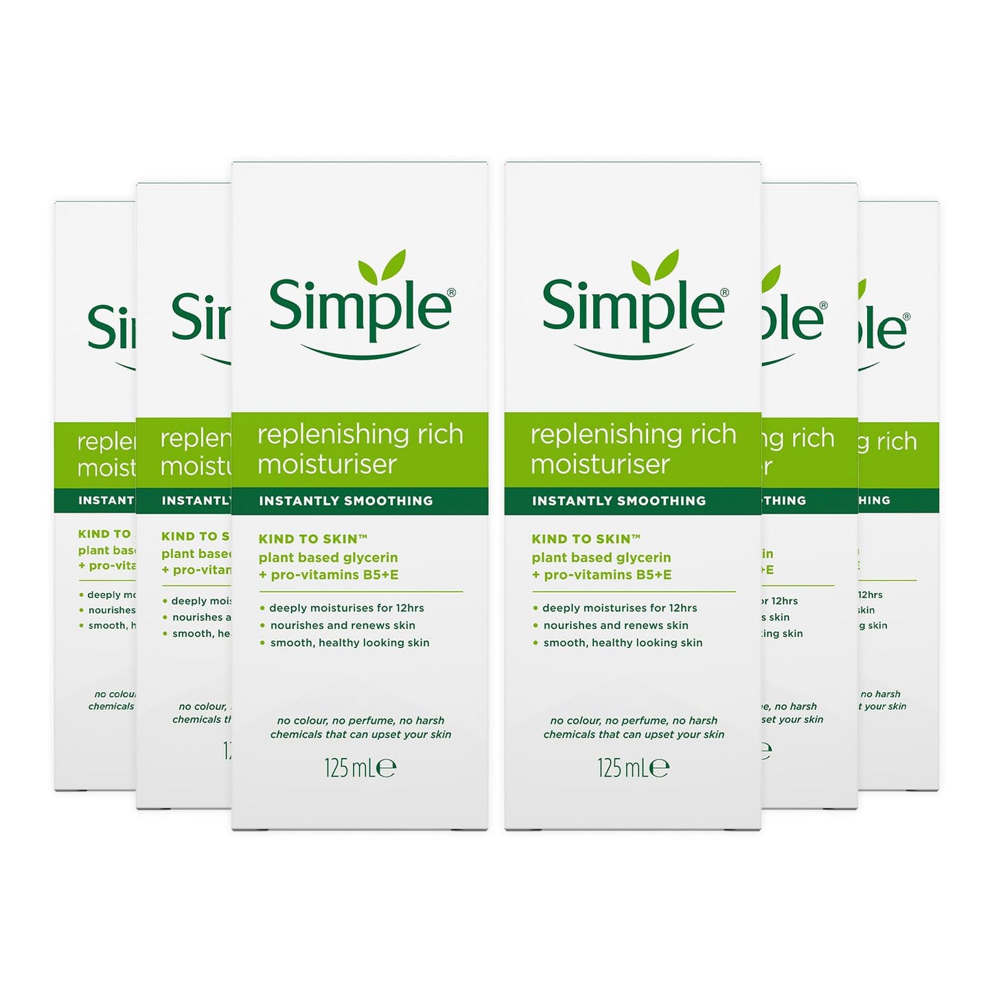 6 x Simple Kind to Skin Replenishing Rich Moisturiser 125 mL Simple