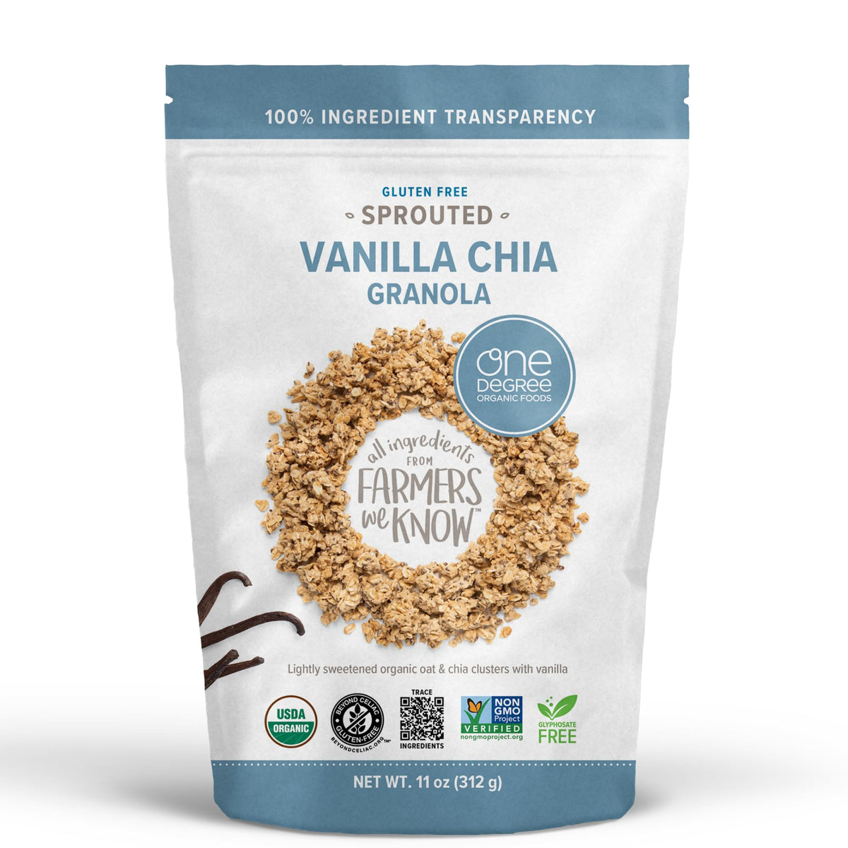 One Degree Organics Sprouted Vanilla Chia Granola, 11 oz One Degree Organics