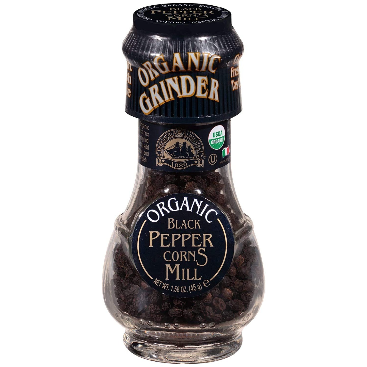 Drogheria & Alimentari Black Peppercorn Spice Grinder, 1.58 oz (Pack of 3) Drogheria & Alimentari