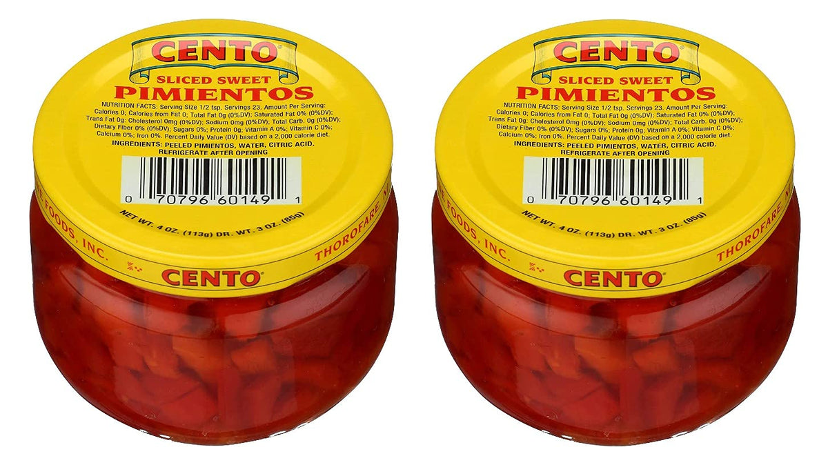 Cento Pimientos Sliced 4.0 oz (Pack of 2) Cento