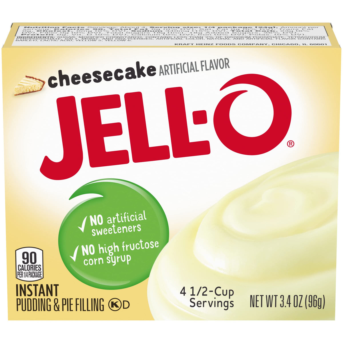 Jell-O Instant Pudding & Pie Filling, Cheesecake Flavored, Fat (Pack of 3) Jell-O