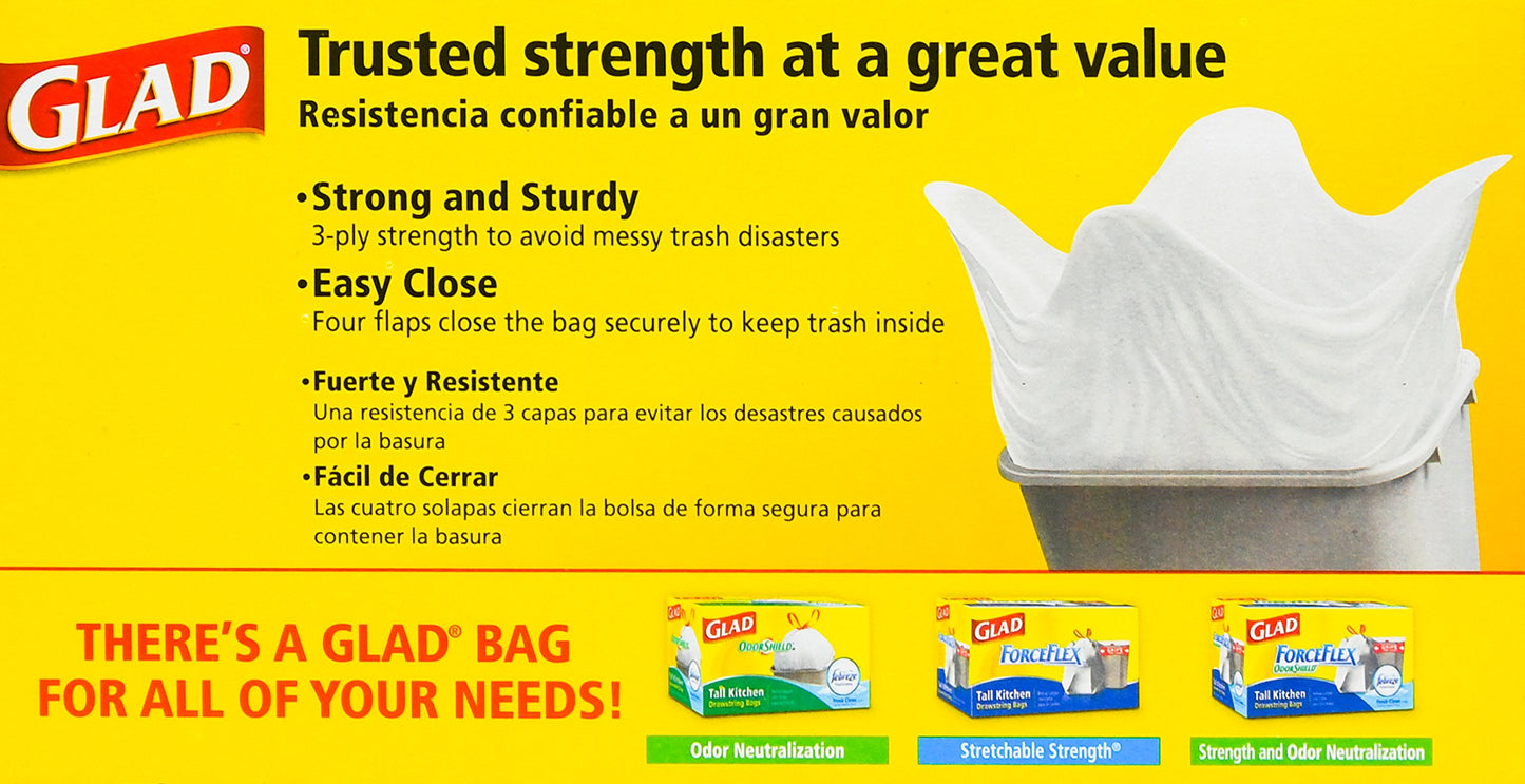 Glad 13 Gal. Quick Tie Tall Kitchen Bags 15 ct