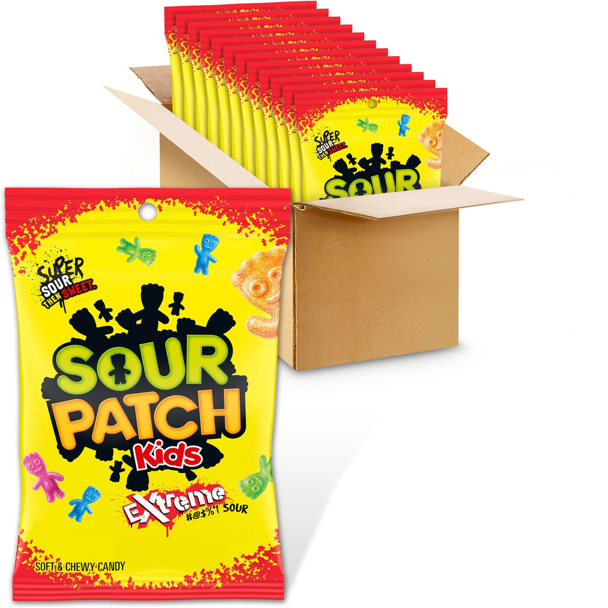 SOUR PATCH KIDS Extreme Sour Soft & Chewy Gummy Candy, Bulk Candy, 12 Bags SOUR PATCH KIDS