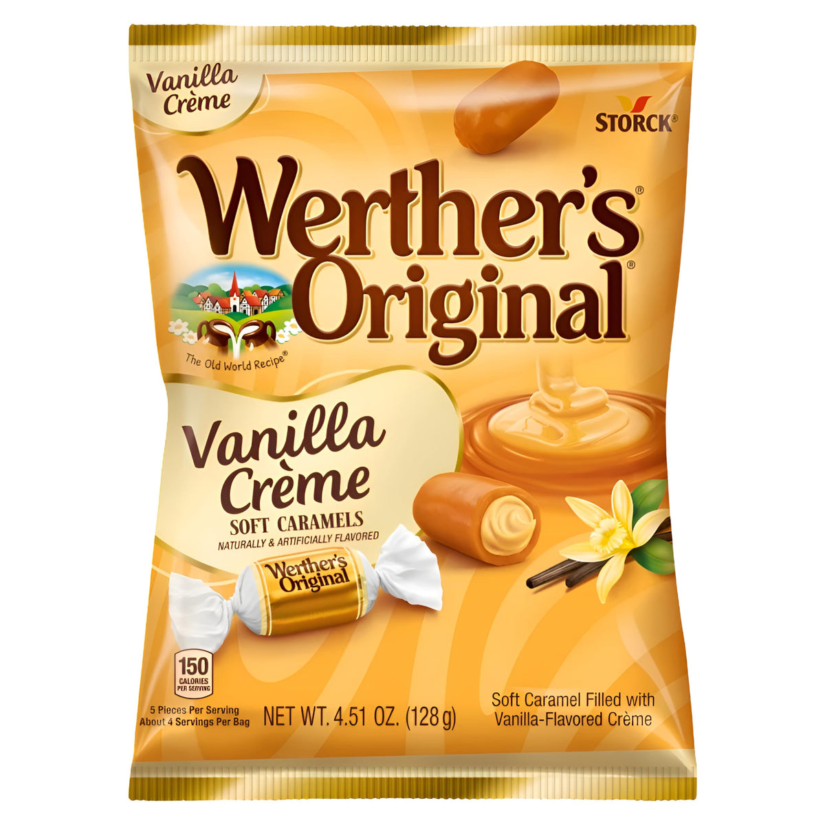 Werther's Original Vanilla Creme Soft Caramels, 4.51 oz (Pack of 4) Werther's Original