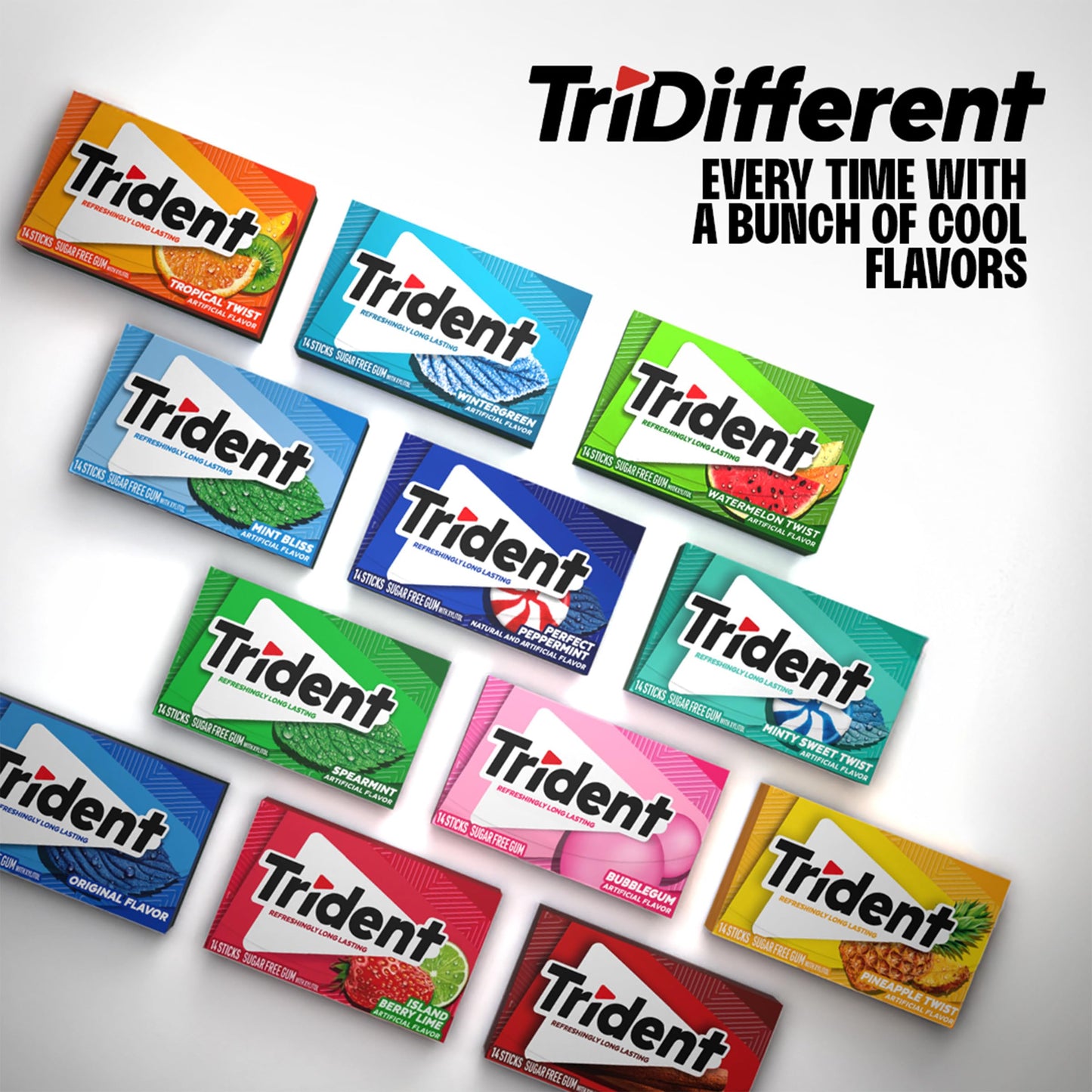 Trident Bubblegum Sugar Free Gum Gum Travel Accessories 12 Packs of 168 Total 14 Pieces