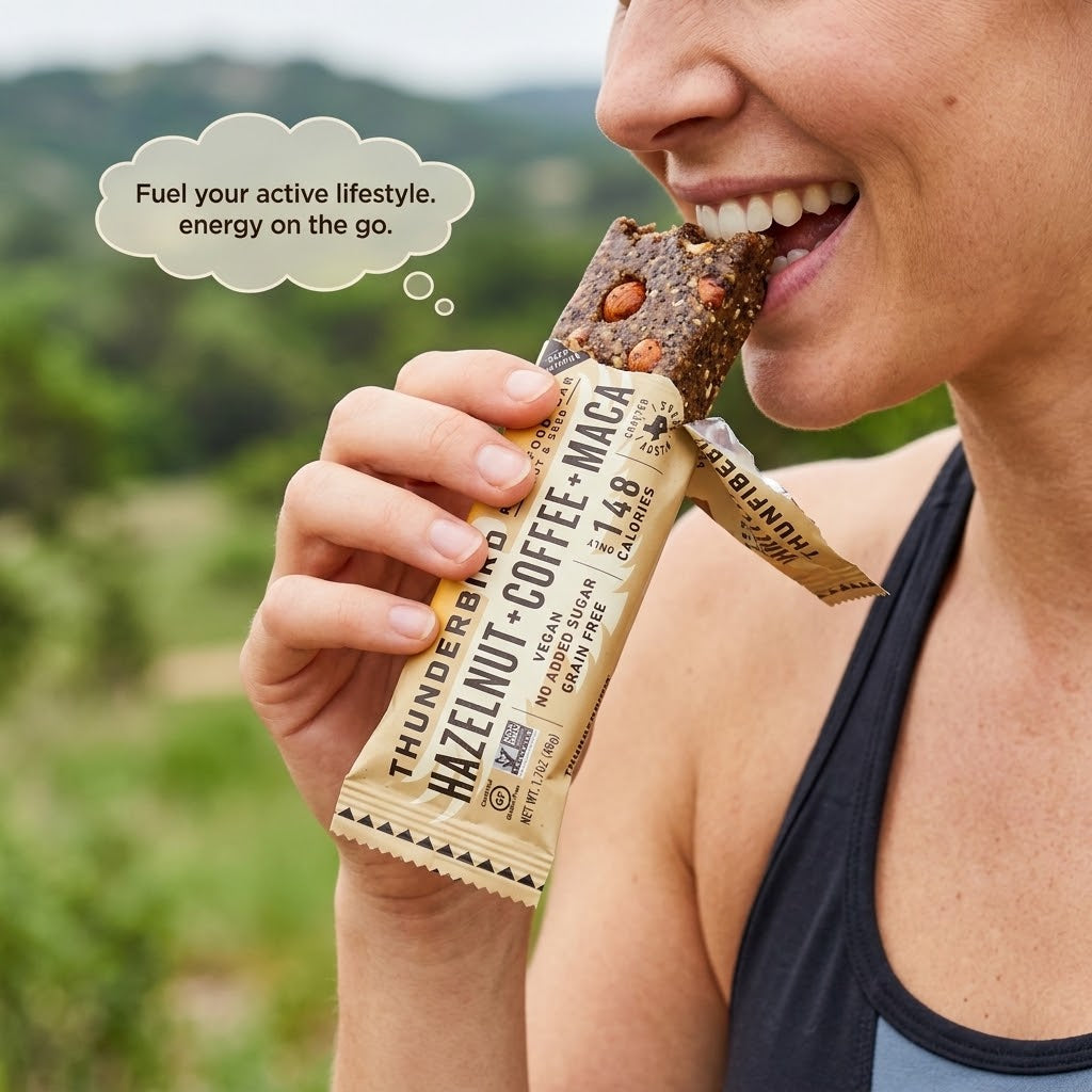 Thunderbird Hazelnut Coffee Maca Paleo Energy Bars, 15 Count Thunderbird