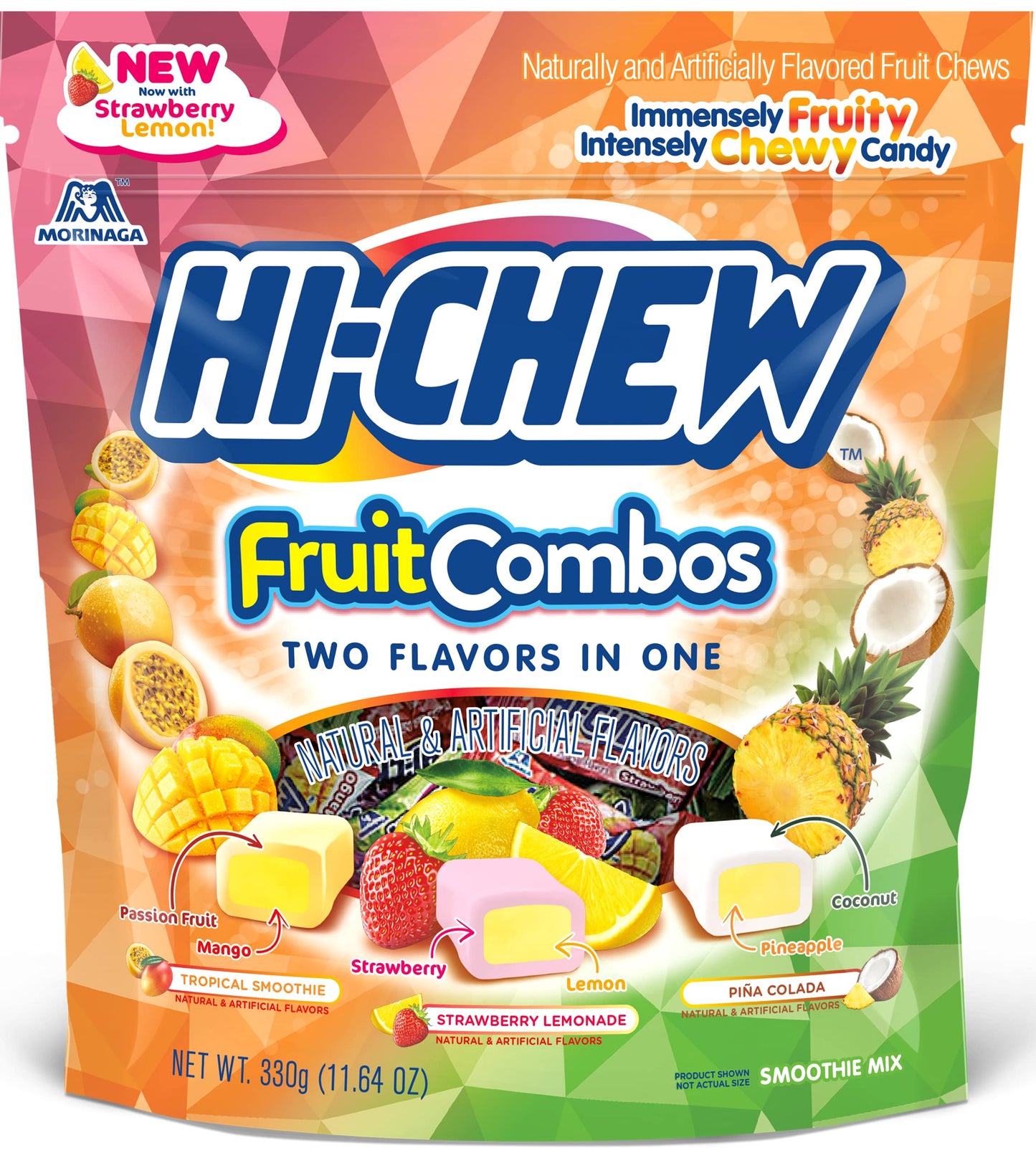 Hi-Chew Sensationally Strawberry Lemonade Chewy Japanese Fruit Candy Fruit Combos Mix Tropical 11.65 Ounce