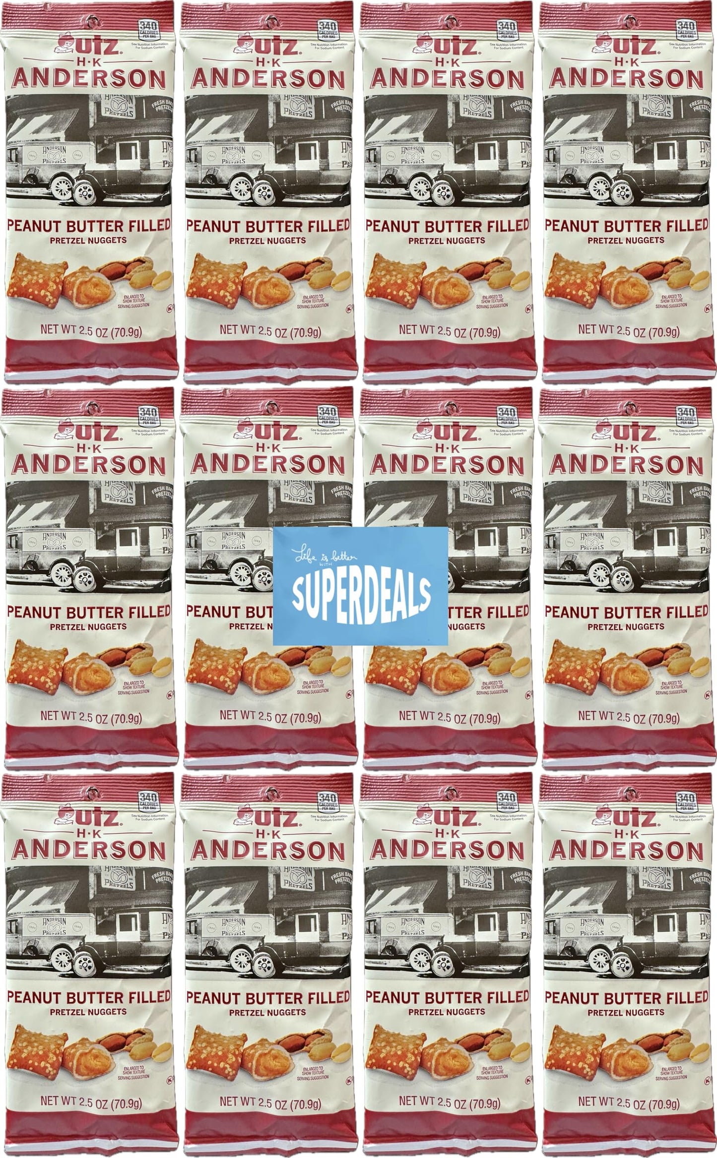 HK Anderson Peanut Butter Filled Pretzel Nuggets, 2.5 oz Bag (12-Pack) HK Anderson