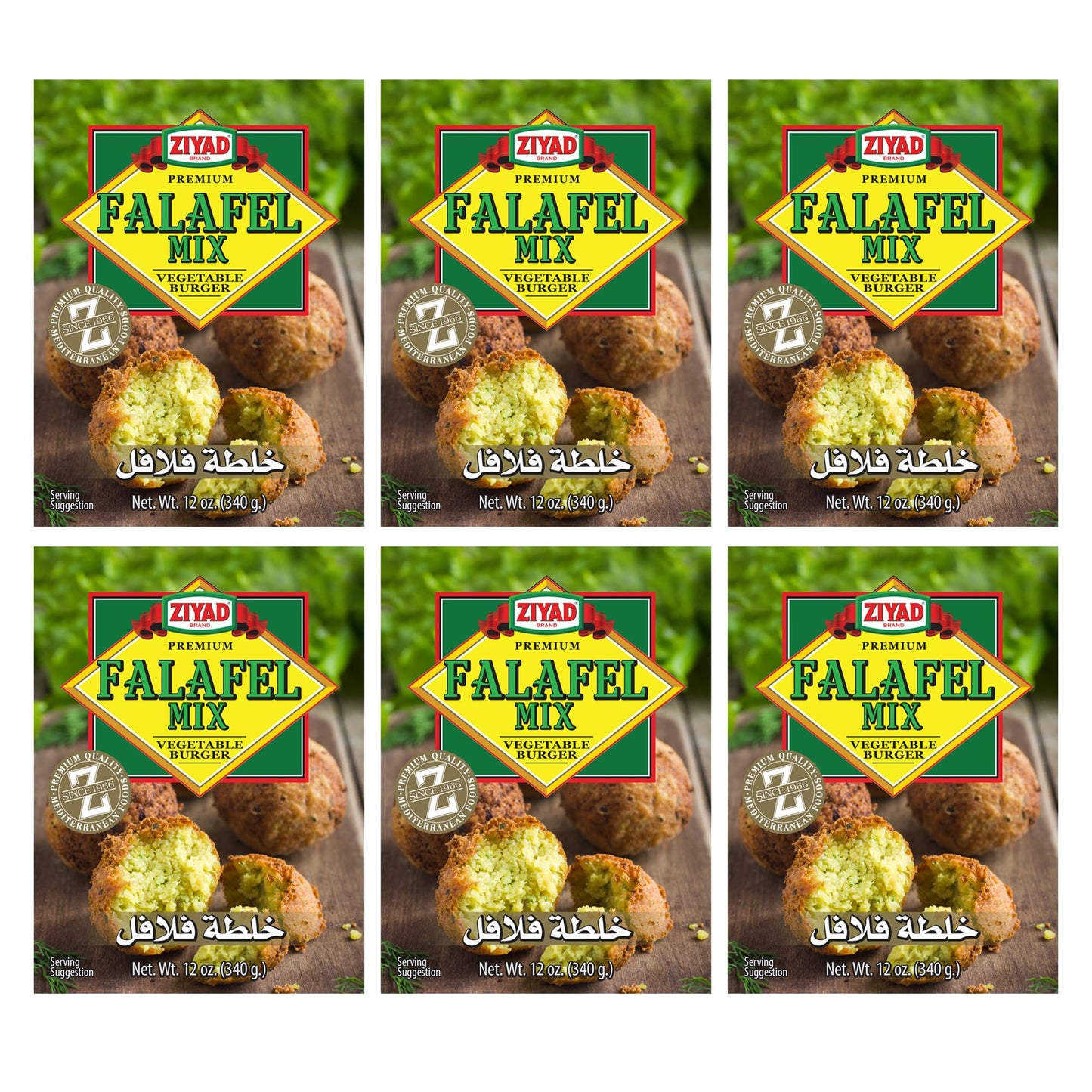 Ziyad Falafel Dry Mix - Vegan/Vegetarian, Non-GMO, 12 oz (Pack of 6) Ziyad