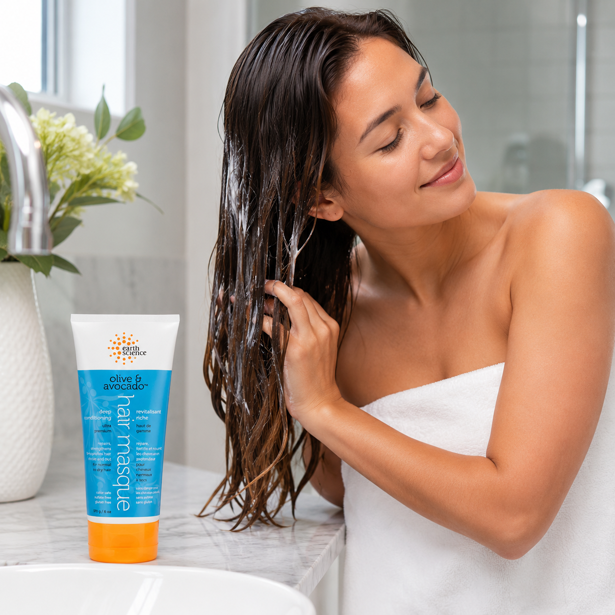 Earth Therapeutics Olive & Avocado Deep Conditioning Hair Masque For Normal to Dry Hair 6 oz
