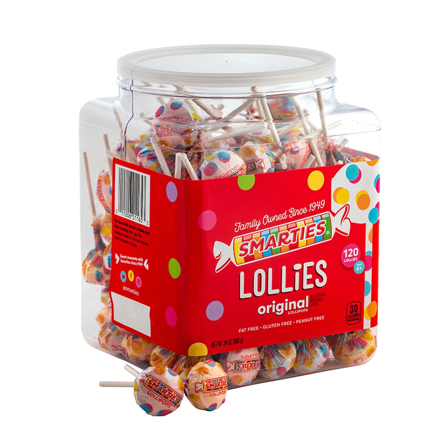 Product image of Smarties Lollies Assorted Fruity Flavors Lollipops Gluten Free Peanut Free Fat Free Low Calorie Perfect for