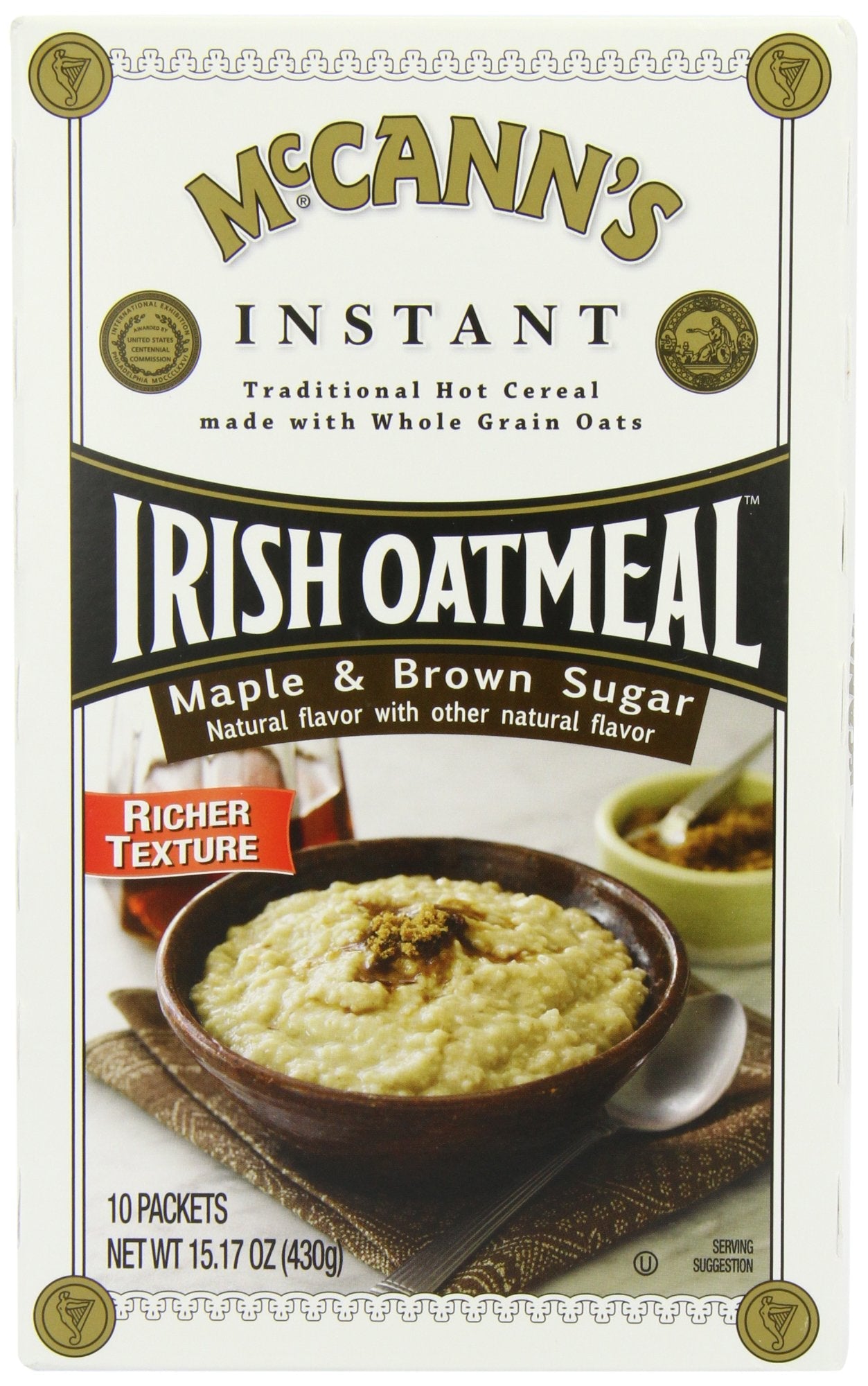Product image of McCann's Irish Oatmeal Instant Oatmeal Maple and Brown Sugar Flavor 10 ct Boxes Pack of 6