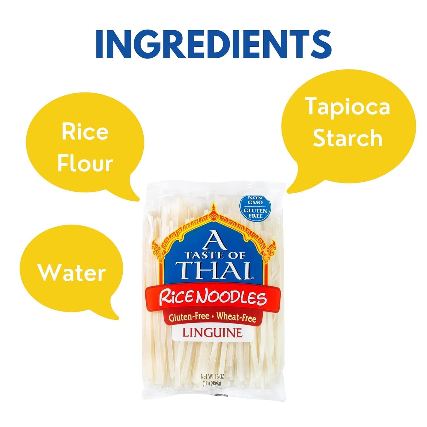 Product image of A Taste of Thai Rice Noodles Classic Noodles Gluten-free Non-GMO No Preservatives No Trans Fats 16 oz 16 oz
