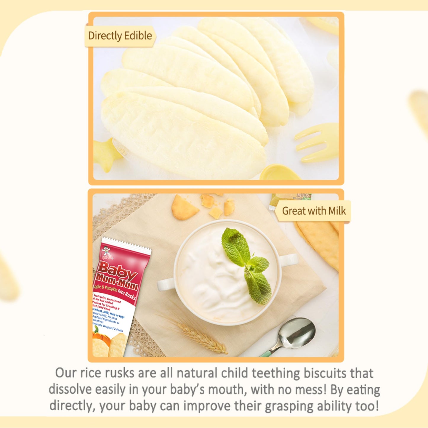 Product image of Baby Mum-Mum Rice Rusks Banana Gluten Free Allergen Free Non-GMO Rice Teether Cookie for Teething Infants