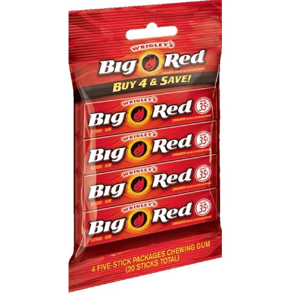 Product image of BIG RED Wrigley's Cinnamon Chewing Gum 5 Sticks Pack of 4