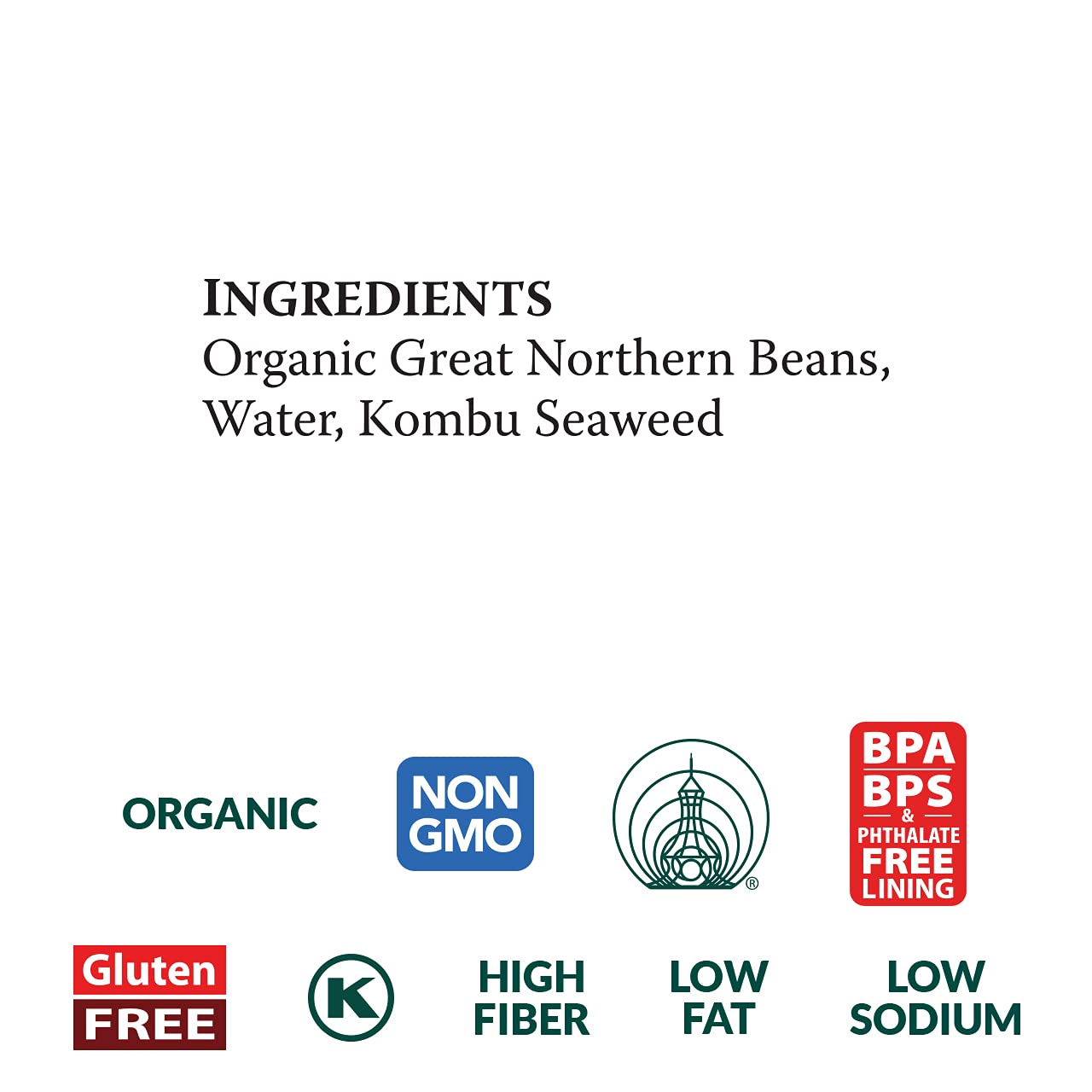 Product image of Eden Organic Great Northern Beans Can No Salt Non-GMO Gluten Free Vegan Kosher U.S. Grown Heat and Serve 15
