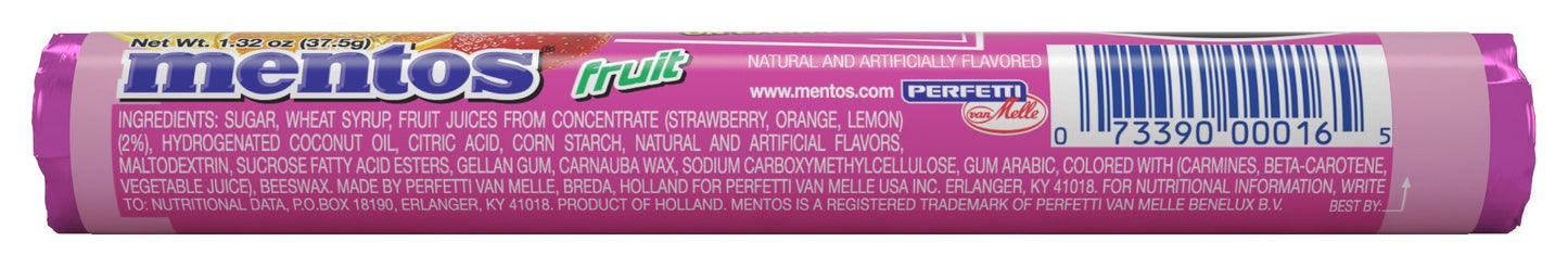 Product image of MENTOS Mixed Fruit Chewy Candy 1.32 oz 1.32 oz Pack of 15