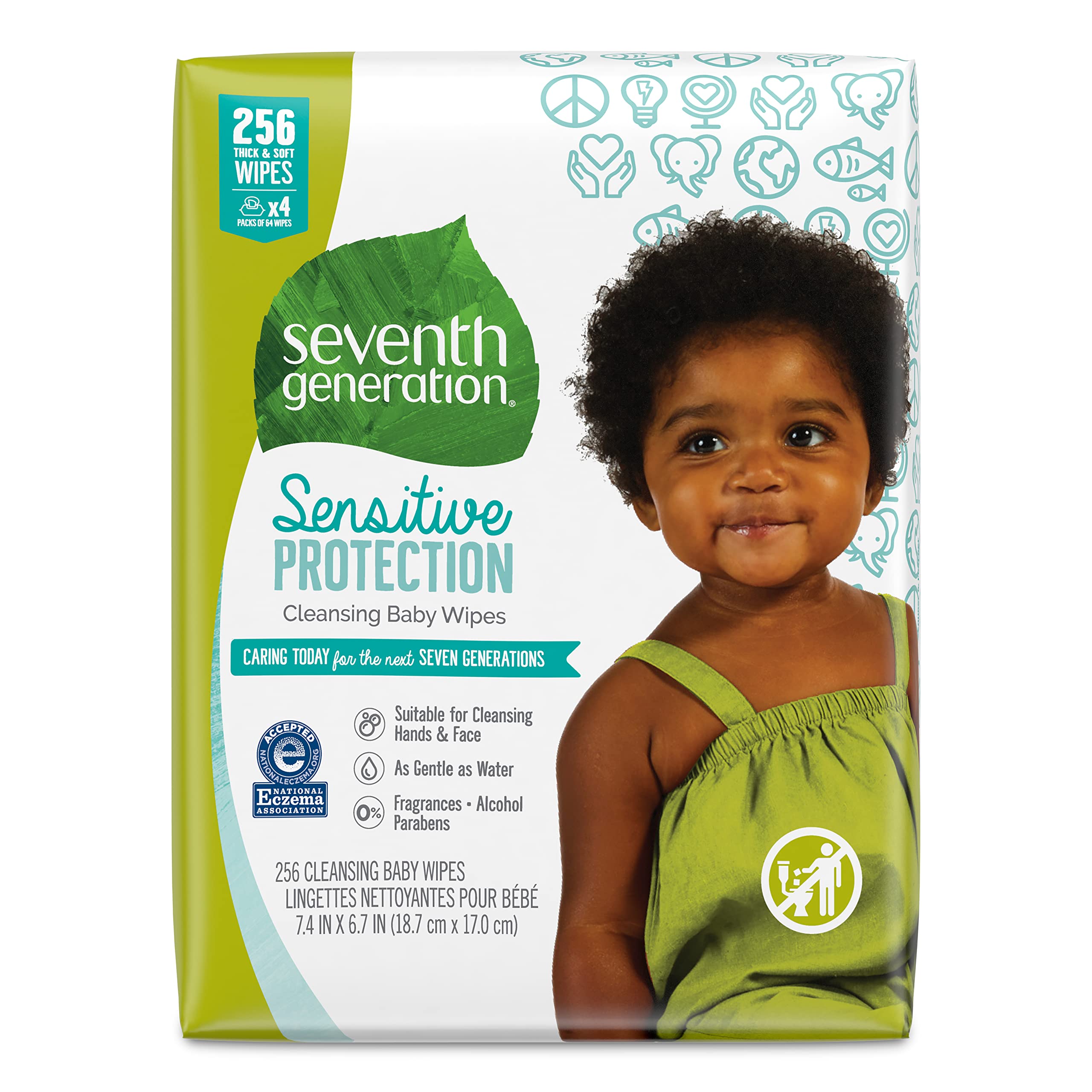 Product image of Seventh Generation Baby Wipes Unscented Sensitive 64 ct Pack of 4