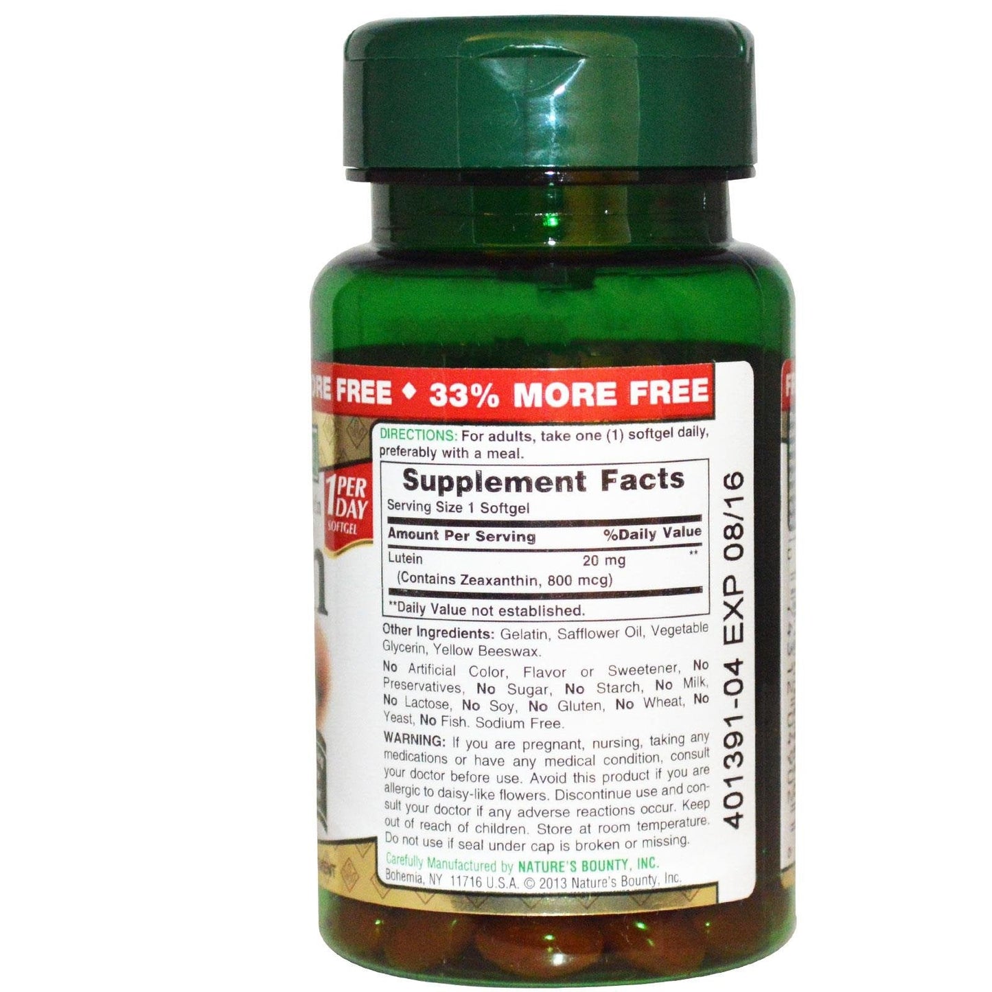 Product image of Nature's Bounty Lutein 20mg 40 Softgels Pack of 2