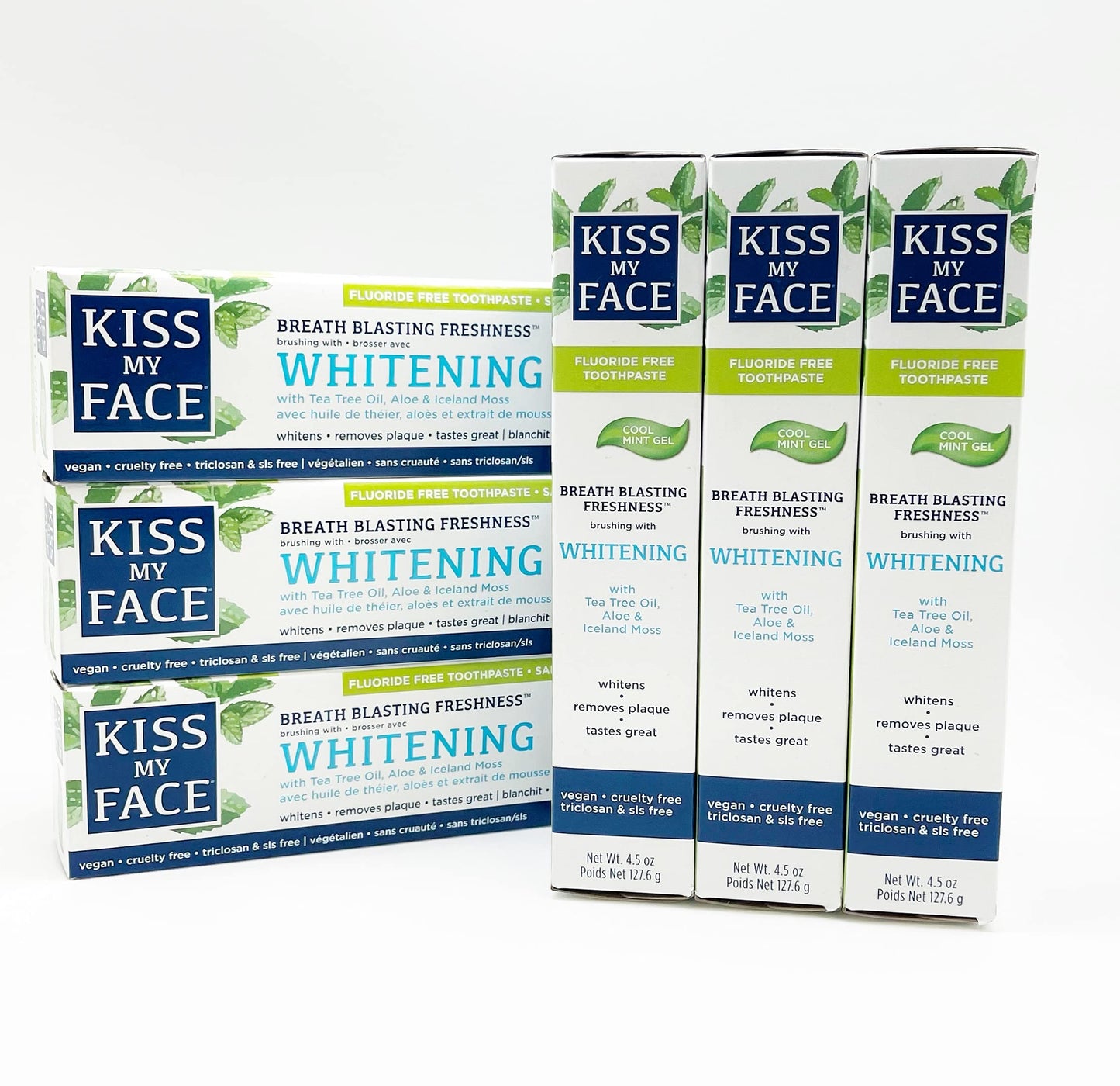 Product image of Kiss My Face Whitening Toothpaste Cool Mint Fluoride-Free 4.50 fl oz 4.50 fl oz Pack of 6