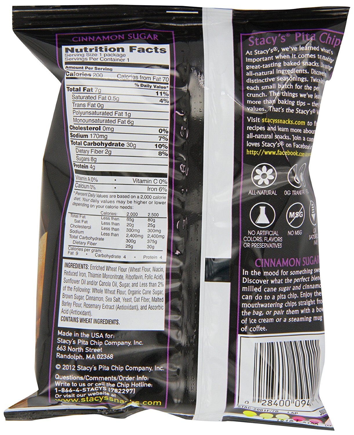 Product image of Stacy's Cinnamon Sugar Flavored Pita Chips 7.33 oz 7.33 oz Pack of 3