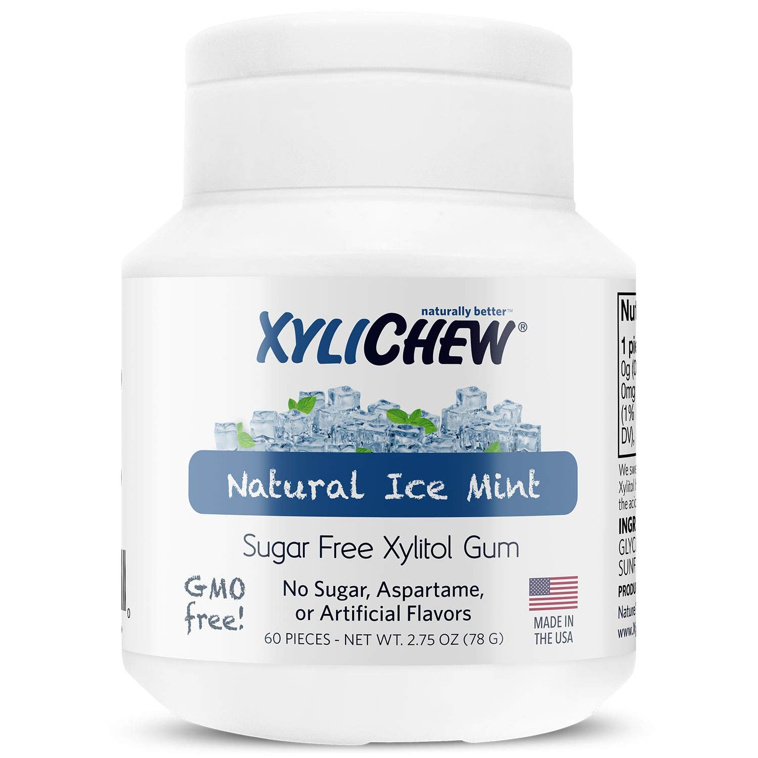Product image of Xylichew Ice Mint Chewing Gum Non GMO Non Aspartame Gluten Free Sugar Free 60 ct Pack of 4