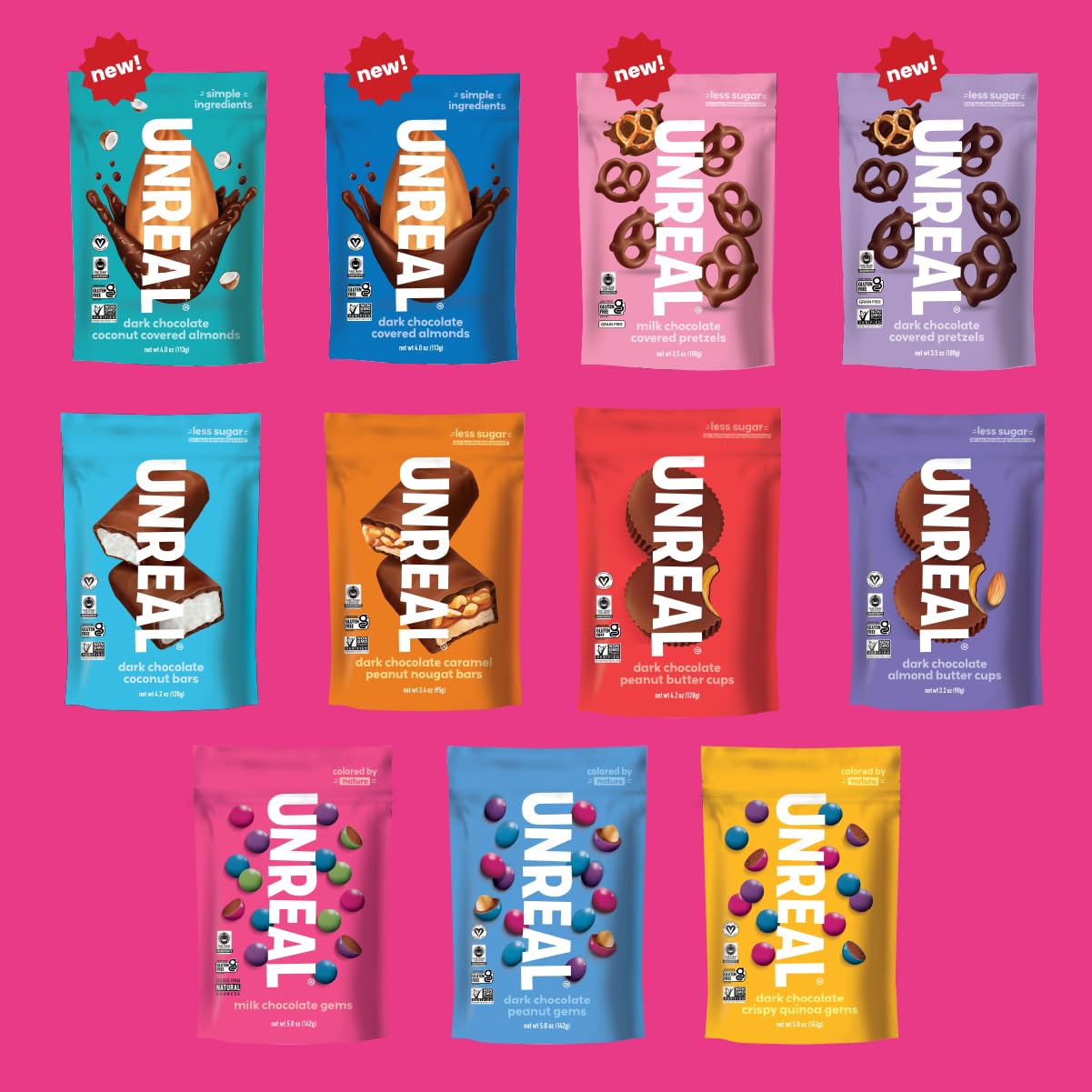 Product image of UNREAL Milk Chocolate Gems Certified Fair Trade Non-GMO Made Gluten Free Ingredients Colors from Nature No