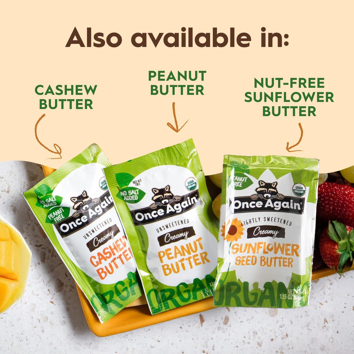 Product image of Once Again Organic Almond Butter Packets Roasted Vegan Non-GMO Gluten Free Packs 1.15 oz 1.15 oz Pack of 10