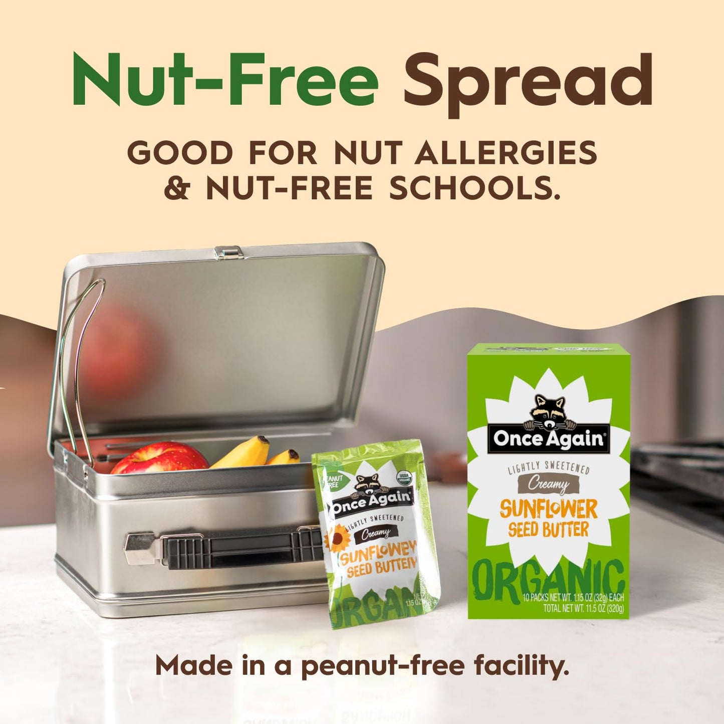 Product image of Once Again Organic Sunflower Butter Packets Vegan Non-GMO Gluten Free Packs Single Serve Squeeze Packs for