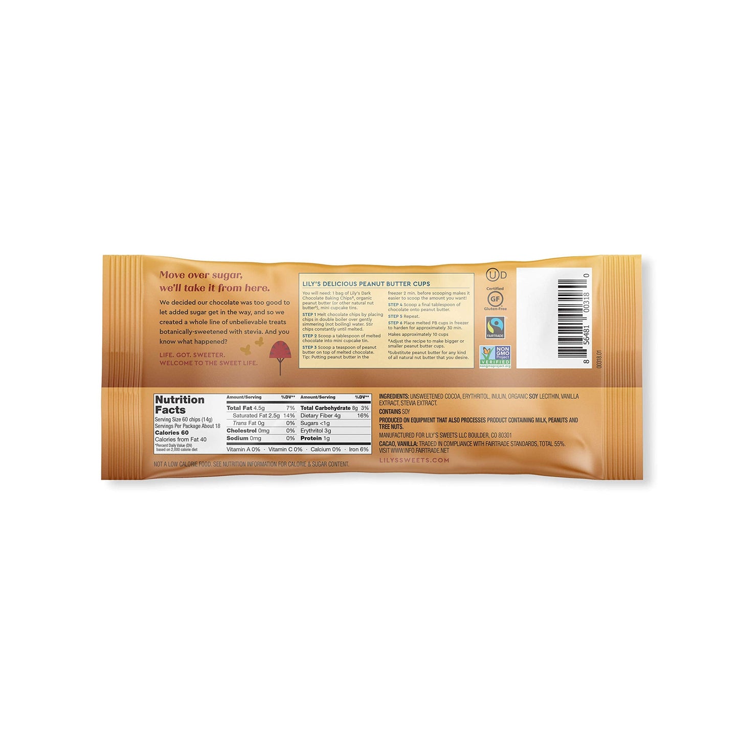 Product image of Lily's Dark Chocolate Baking Chips Stevia Sweetened No Added Sugar Low-Carb Keto Friendly 55% Cacao Fair