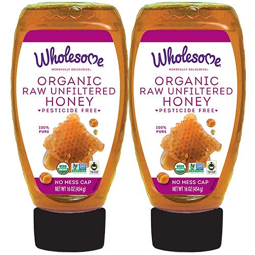 Product image of Wholesome Organic Raw Unfiltered Honey Pesticide Free Fair Trade Non GMO and Non Glyphosate Squeeze Bottle