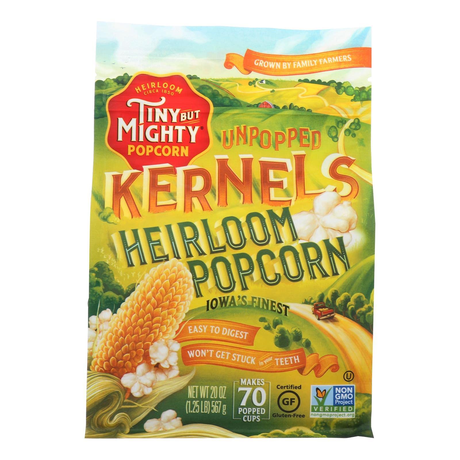 Product image of Tiny But Mighty Heirloom Popcorn Unpopped Kernels Bag Healthy and Delicious 1.25 lb Pack of 8