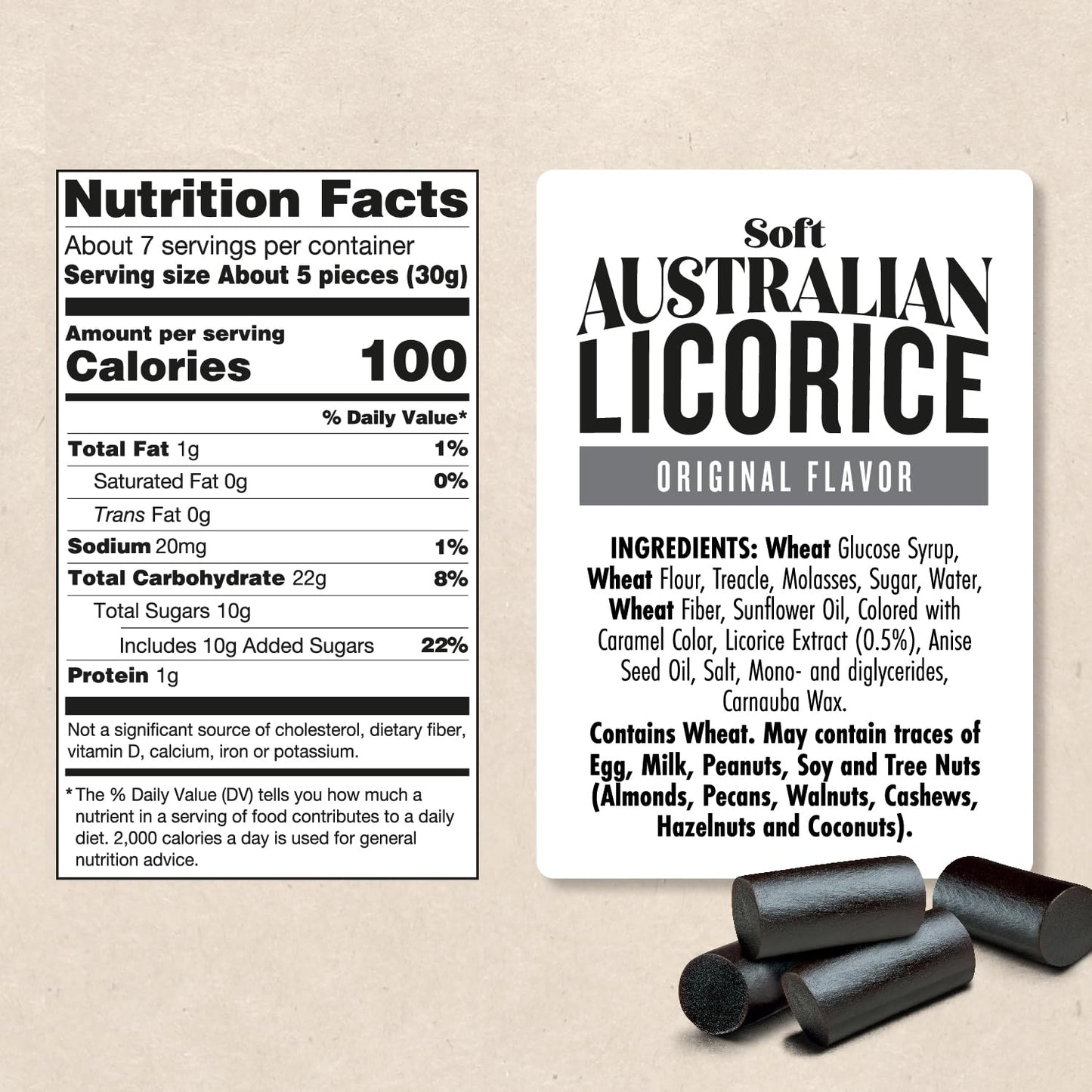 Product image of Darrell Lea Soft Australian Licorice Original Black Non-GMO Plant Based No Palm Oil No High Fructose Corn