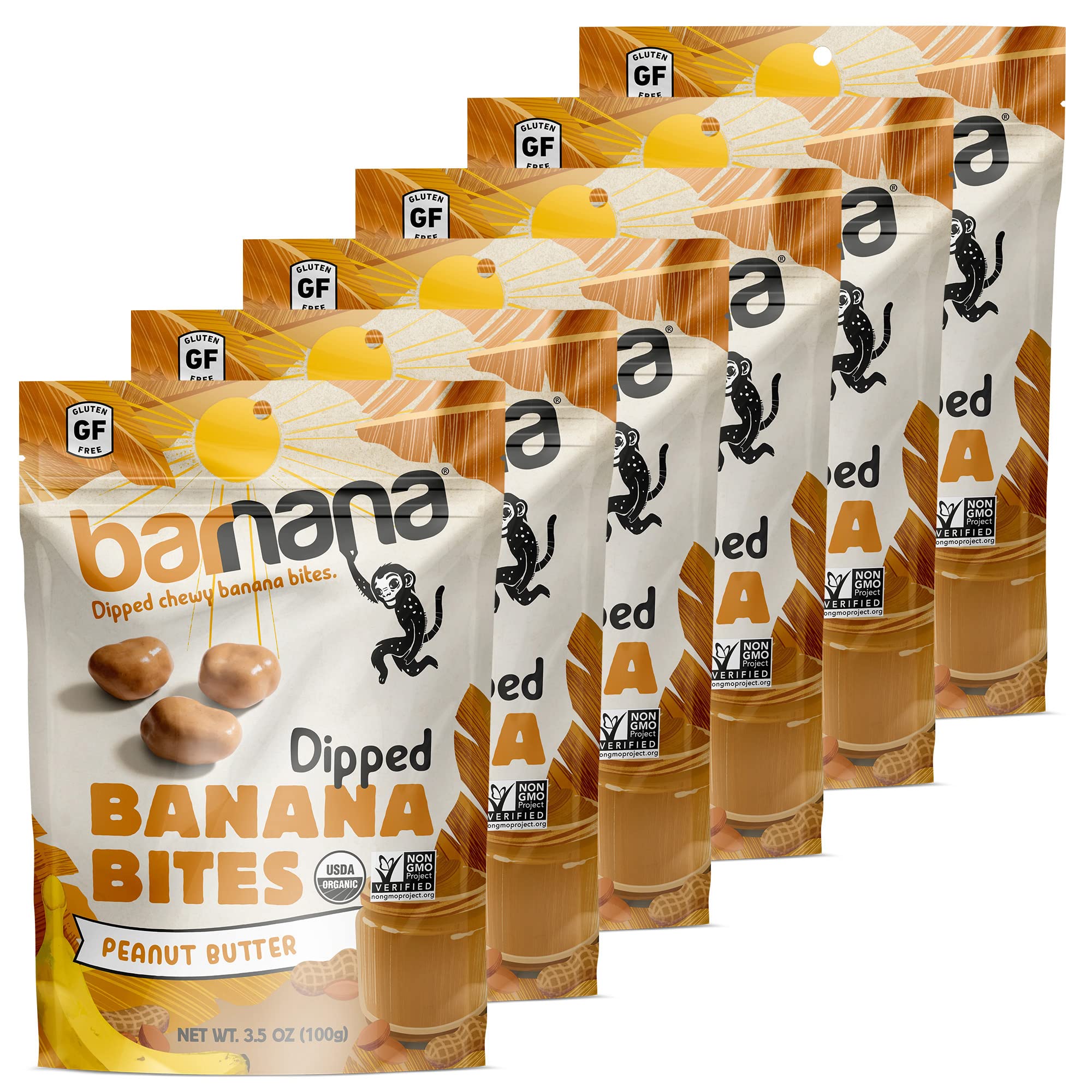 Product image of Barnana Organic Chewy Banana Bites Peanut Butter Dipped in Chocolate Made Real Fruit Kosher USDA Organic