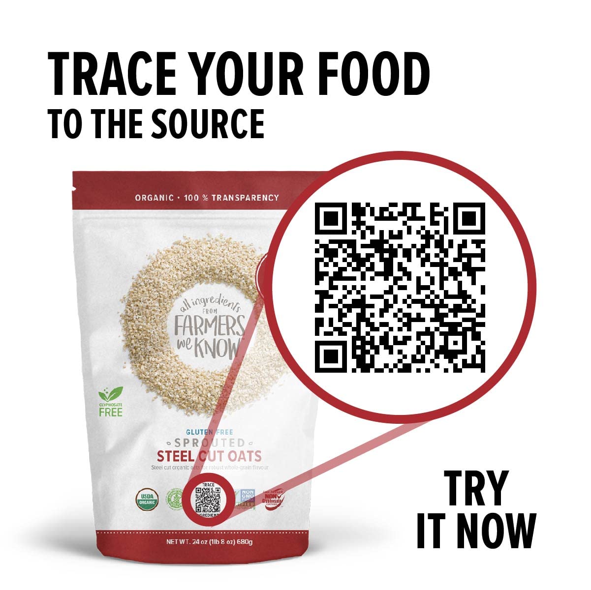 Product image of One Degree Organic Foods Sprouted Steel Cut Oats USDA Organic Non-GMO Gluten Free Oatmeal 24 oz 24 oz Pack