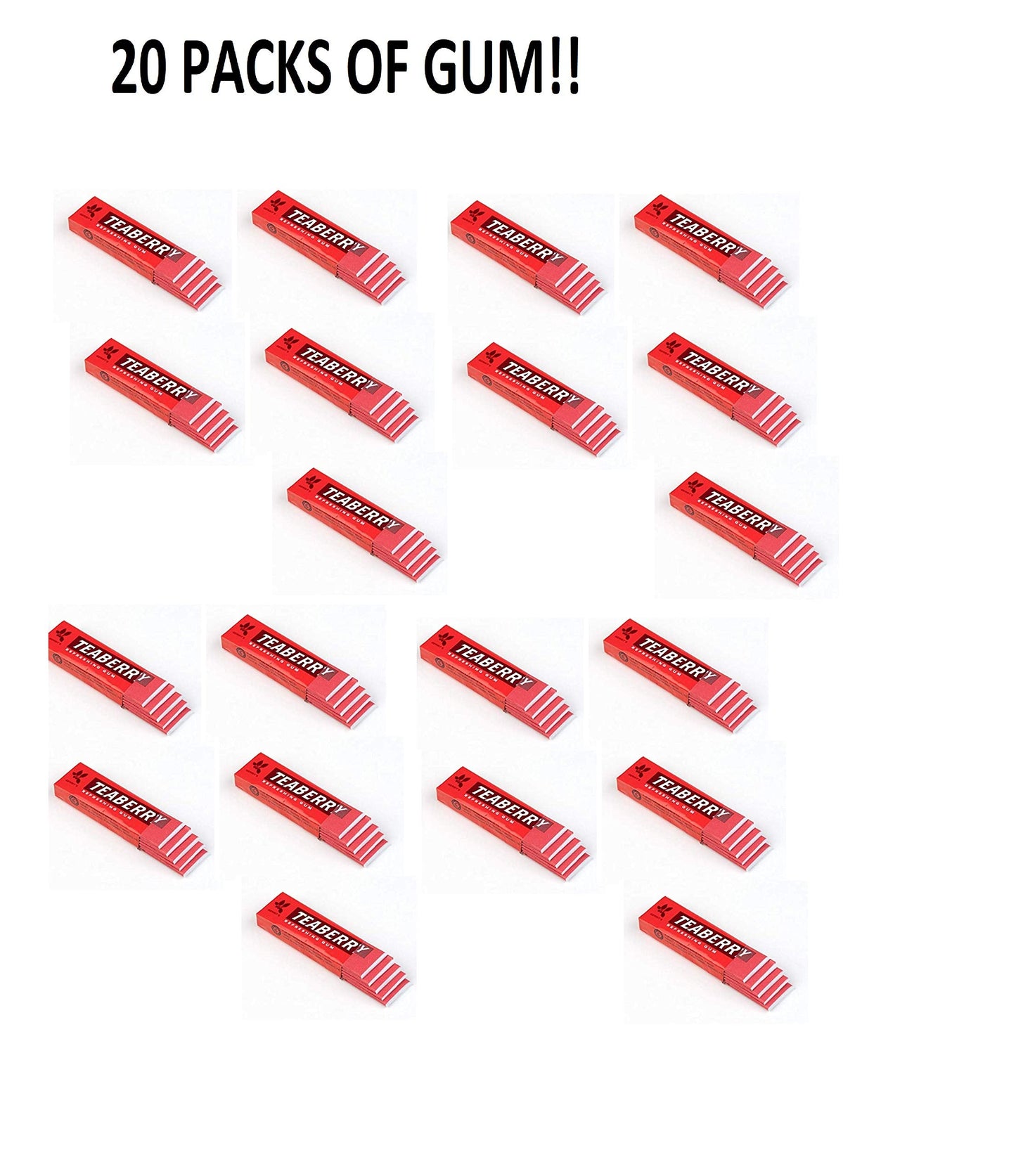 Product image of FOTE HOME GOODS Teaberry Chewing Gum Classic Retro Nostalgic Flavor Pack of 20