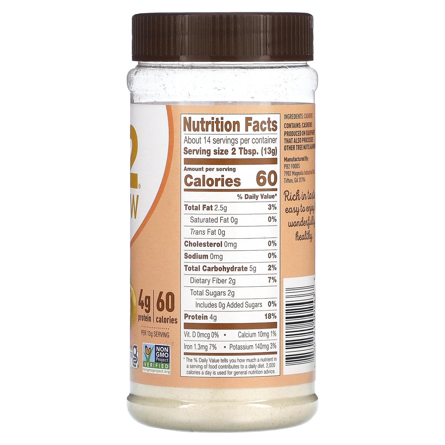 Product image of PB2 Powdered Cashew Butter Cashew Powder No Added Sugar or Salt Jar 6.5 oz 6.5 oz