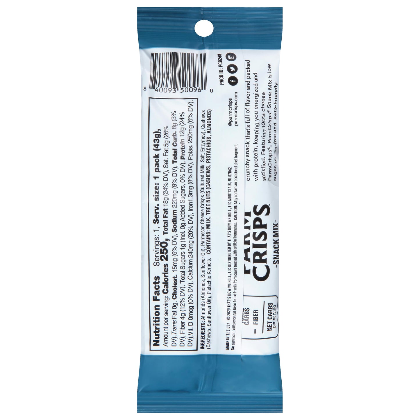 Product image of ParmCrisps Snack Mix Original Cheese High-Protein Low Carb Gluten Free Low Sugar Cheese Crisps Almonds