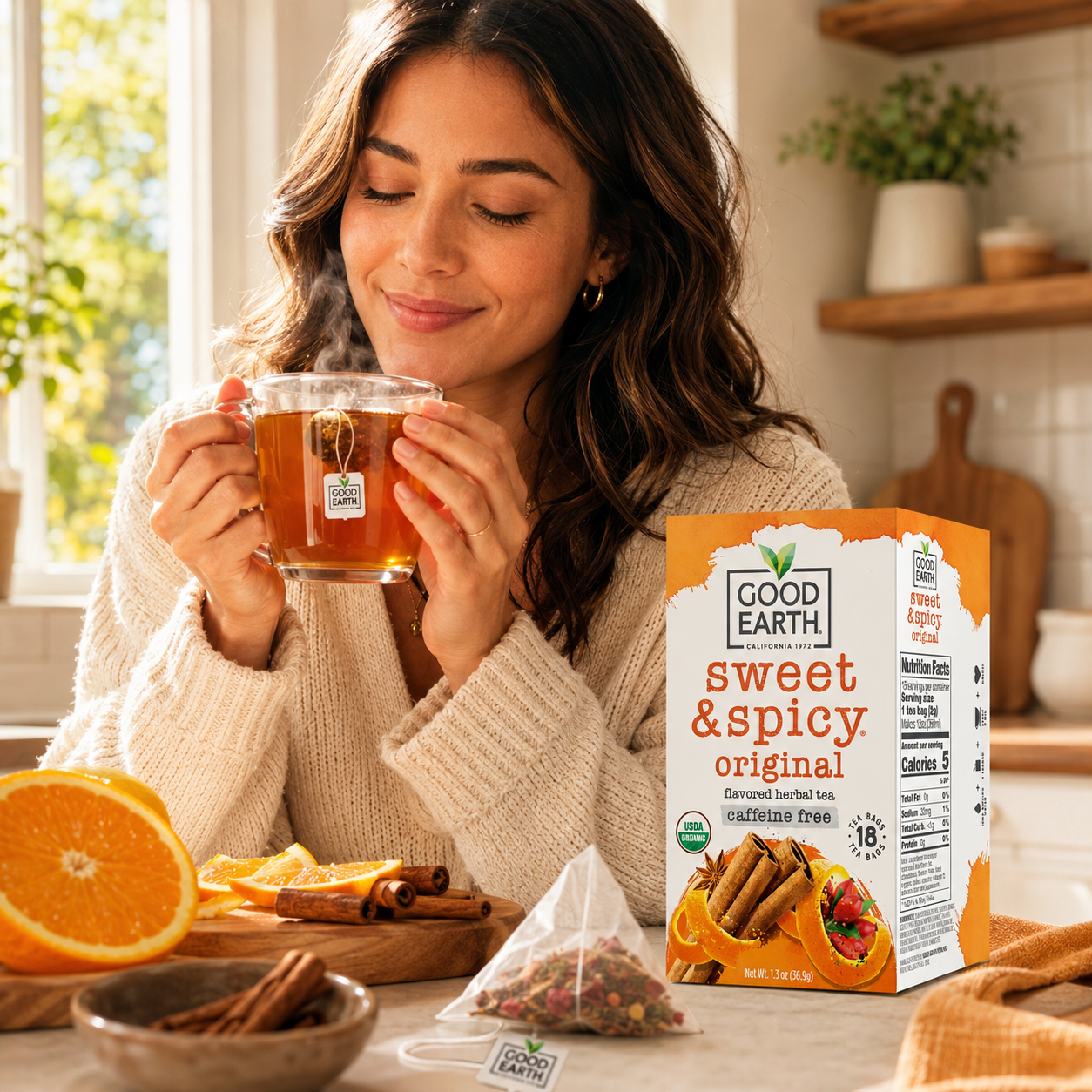 Organic Sweet & Spicy Herbal Caffeine Free Good Earth Teas