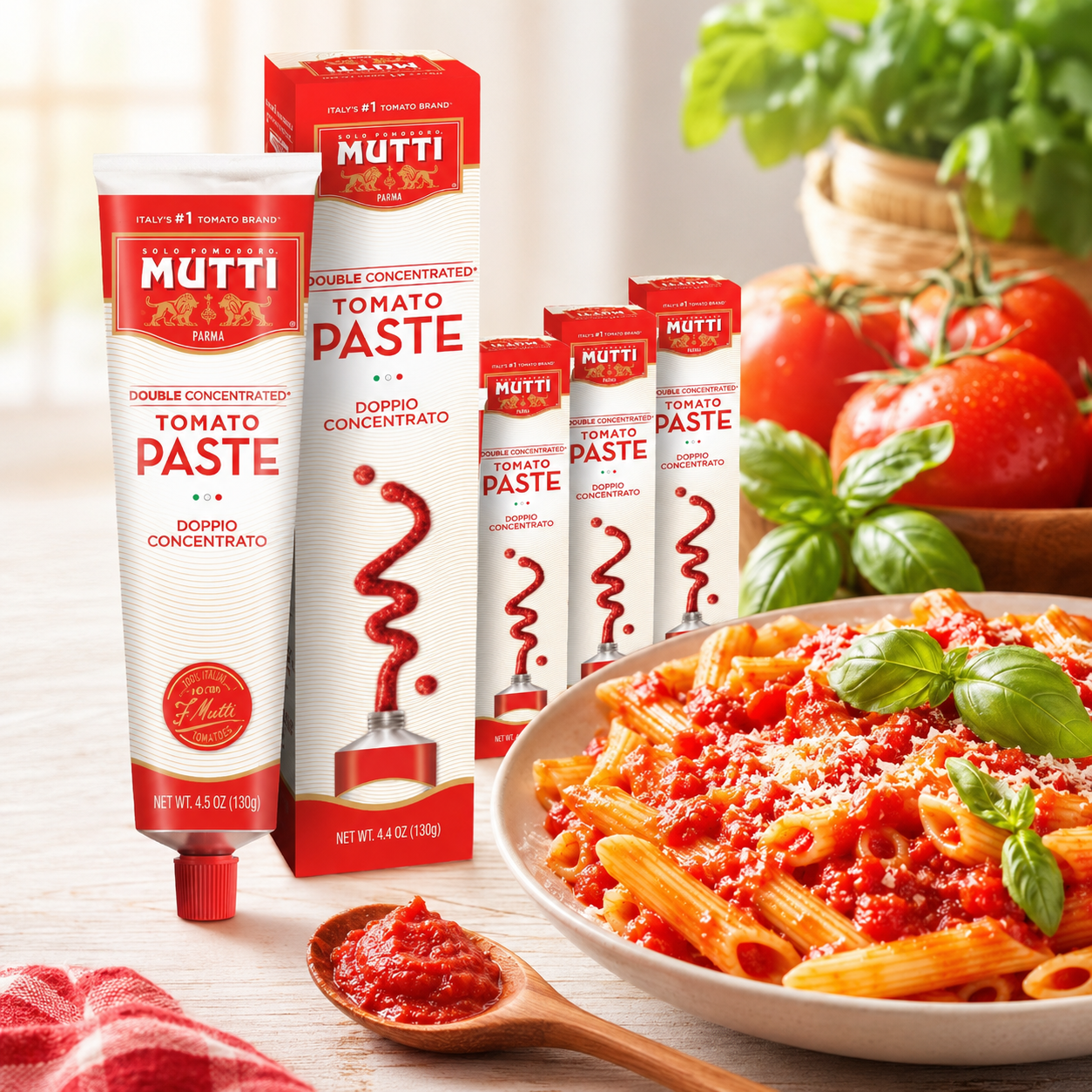 Mutti Double Concentrated Tomato Paste Doppio Concentrato . Tube 4.5 oz