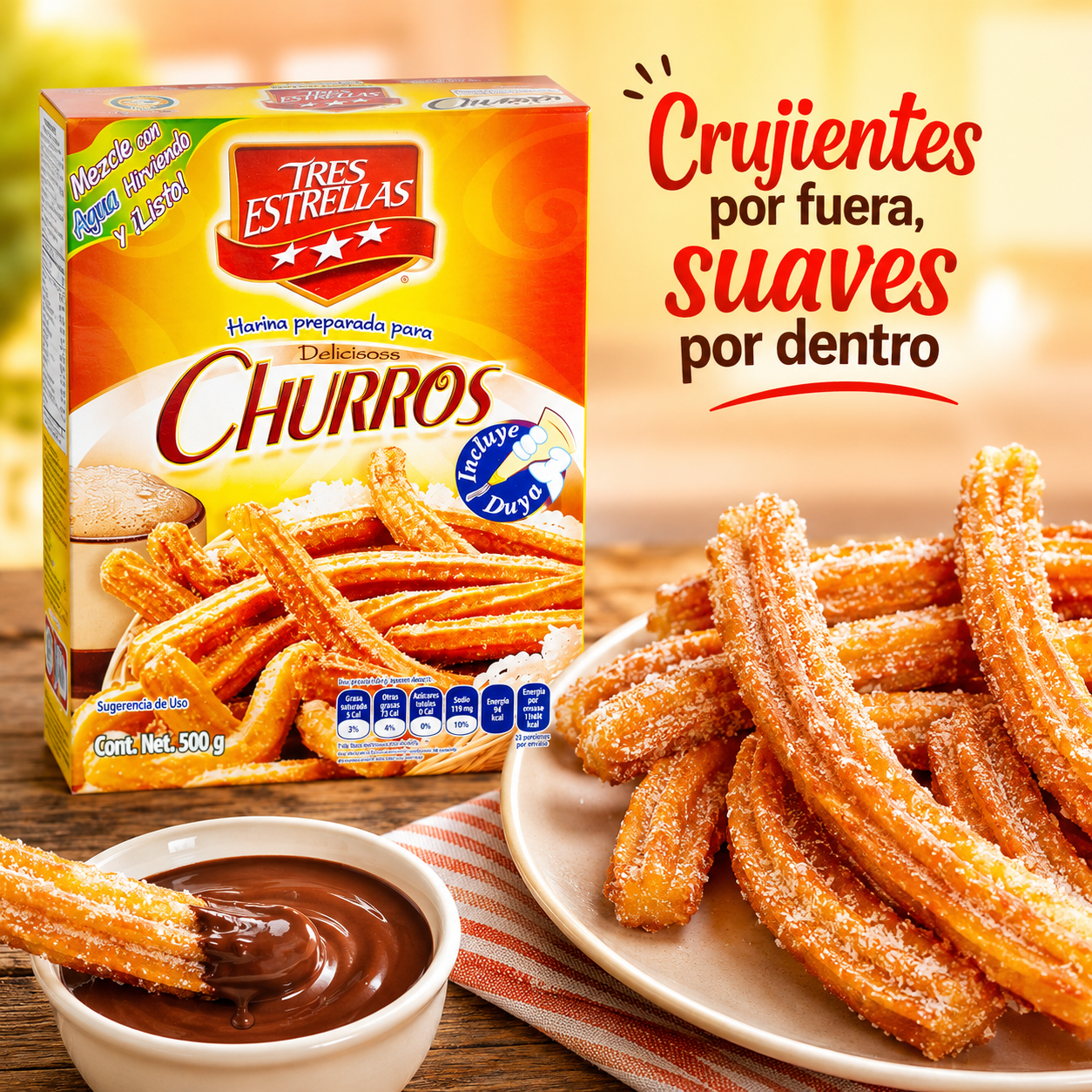 Tres Estrellas Churros Flour Mix . 17.6 oz