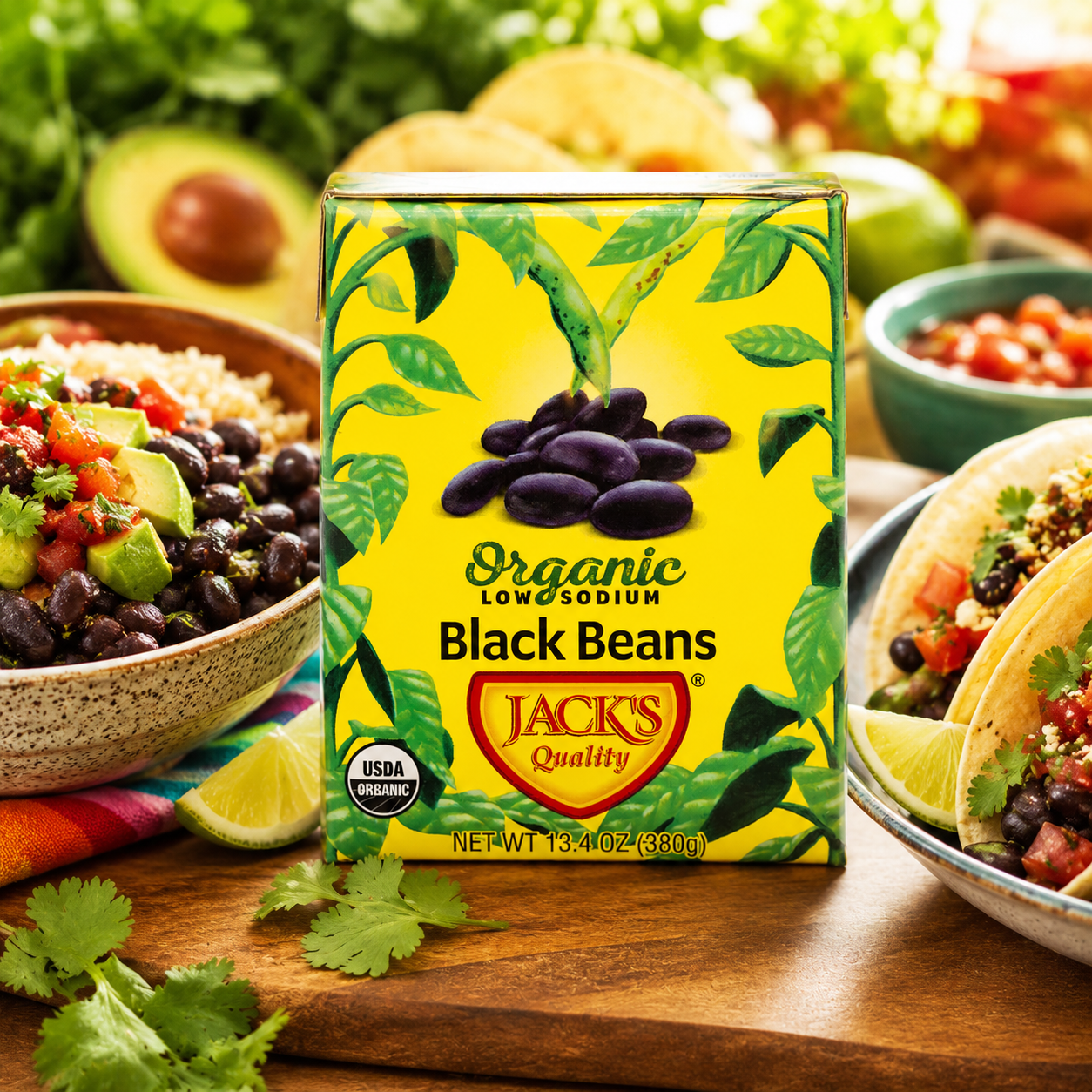 Jack's Organic Jack's Organic Black Beans . Packed with Protein 13.4 oz