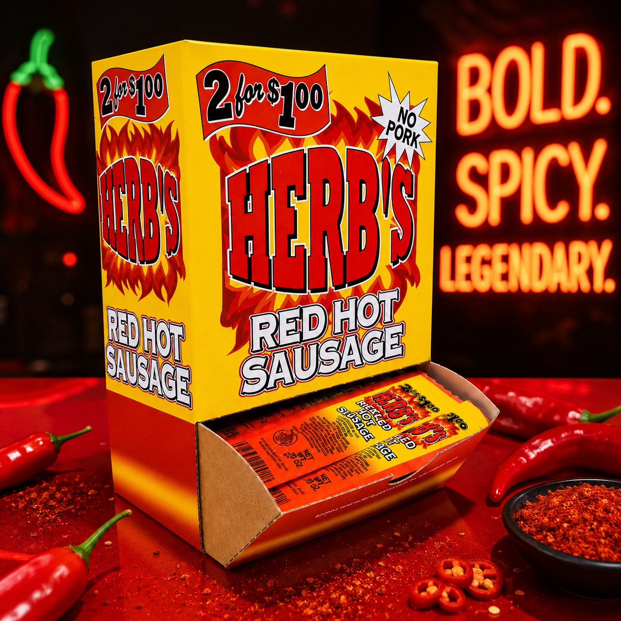 Herb's Red Hot Herb Hot Sausage 2 for $1 50ct